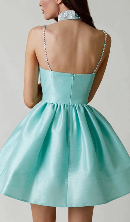 DIAMOND SUSPENDER DRESS IN MINT GREEN-Oh CICI SHOP