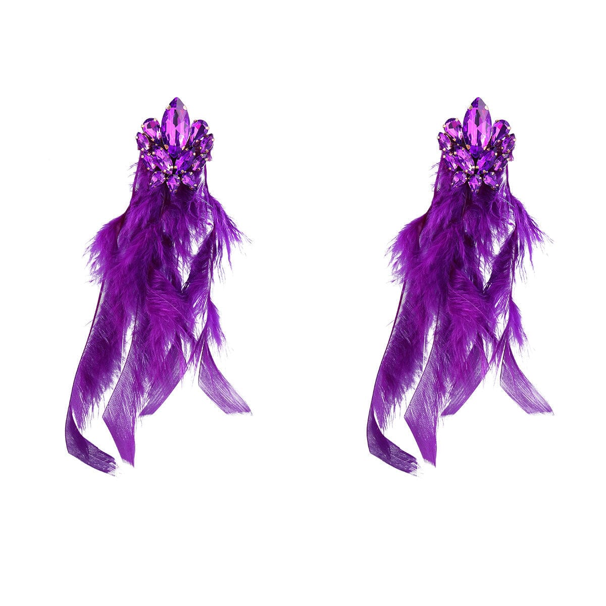 RHINESTONE FEATHER EARRINGS Earrings sis label PURPLE 