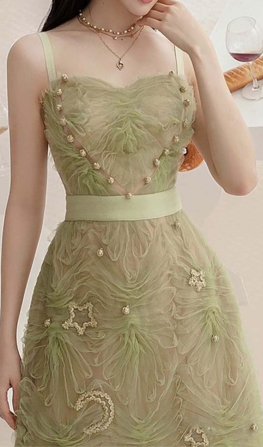 SPAGHETTI STRAPS MESH MIDI DRESS DRESS OH CICI 
