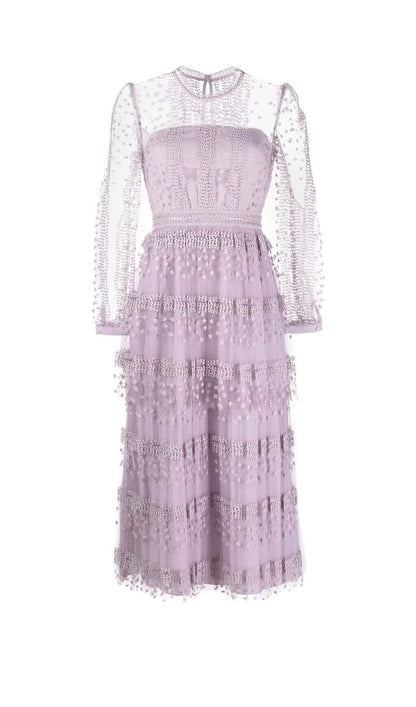 TIERED LACE MAXI DRESS IN LILAC DRESS ohcici 